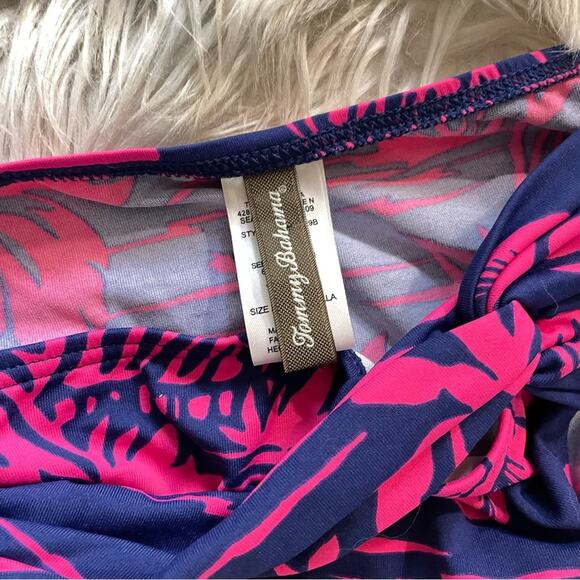 Tommy Bahama Sugar Shack Pink Blue Twist Front hipster bikini swim bottoms S new - Picture 6 of 9